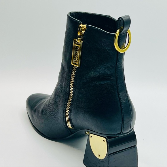 KAT MACONIE Black Leather Ankle Boots W/Gold Accent 3” Heel US6/EU37/ - Picture 9 of 15